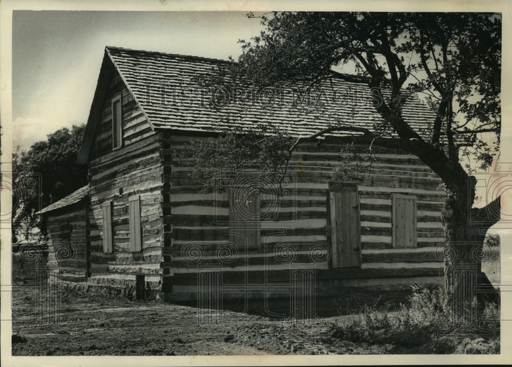 1967 Pioneer Log House at Hawthorne Hills Park, Pioneer Village.-Historic Images
