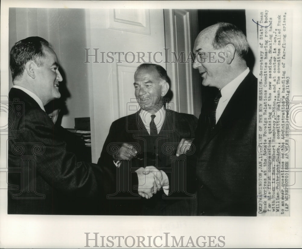 1963 Press Photo Secretary Rusk at Senate Foreign Relations Committee hearing-Historic Images