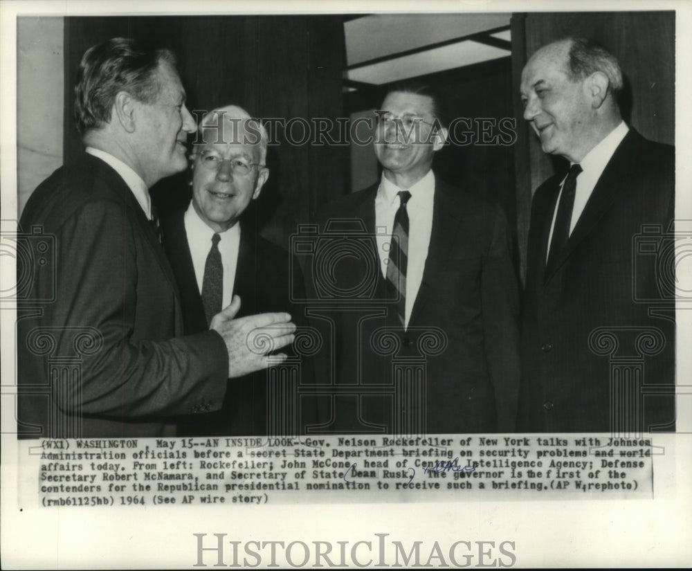 1964 Press Photo Nelson Rockefeller With Johnson Administration In Washington-Historic Images