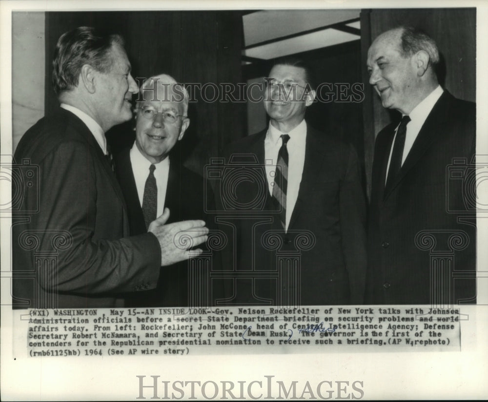 1964 Press Photo Nelson Rockefeller With Johnson Administration In Was ...