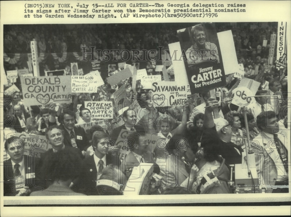1976 Georgia delegation raises signs as Jimmy Carter wins nomination-Historic Images