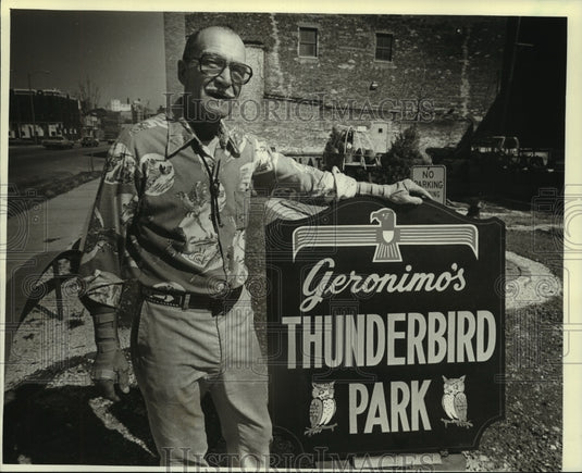 1981 George Prestil in the park he made himself from vacant lot-Historic Images