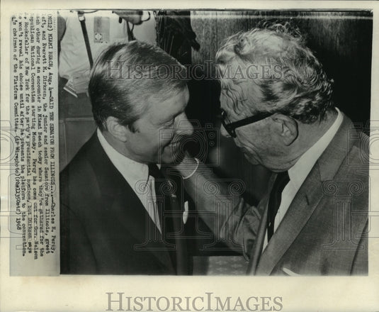 1968 Press Photo Senators from Illinois greet each other, Republican Convention - Historic Images