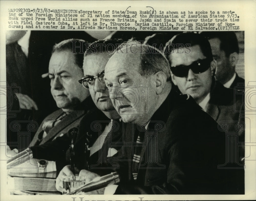 1967 Press Photo Secretary of State Dean Rusk spoke at Foreign Ministers meeting-Historic Images