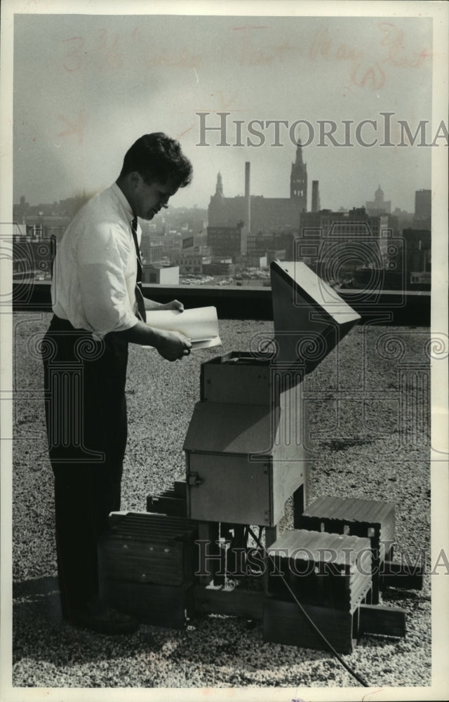 1961 Engineer, Conrad Waby testing air pollution Milwaukee-Historic Images
