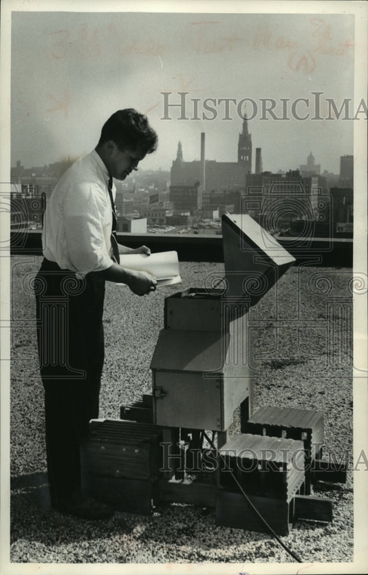 1961 Engineer, Conrad Waby testing air pollution Milwaukee-Historic Images