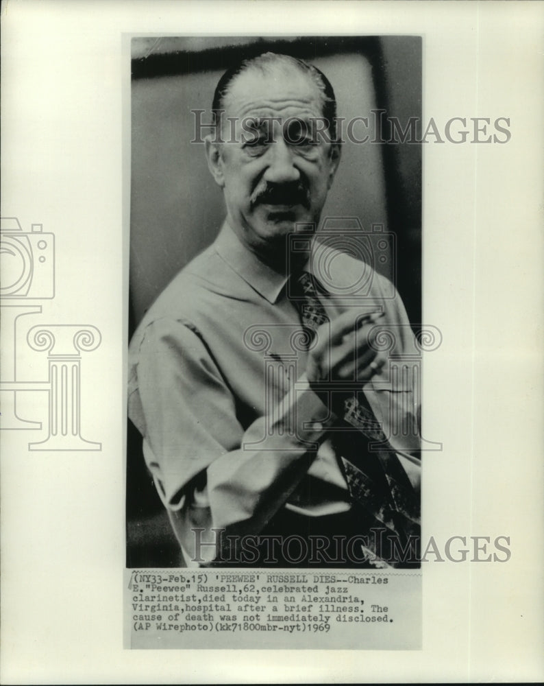 1969 Press Photo Charles E. &quot;Peewee&quot; Russell, jazz clarinetist - mjb90664-Historic Images