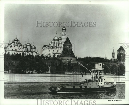 1965 Boat passing the Kremlin, Moscow, Russia-Historic Images