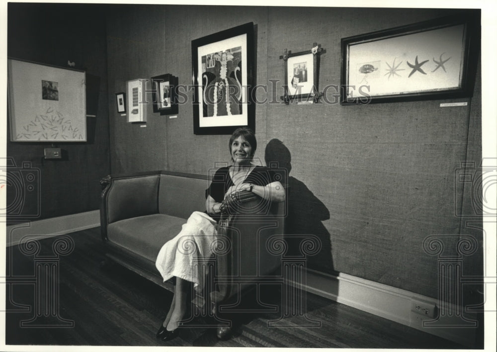 1991 JoAnna Poehlmann with her art work,, Charles Allis Art  Museum - Historic Images