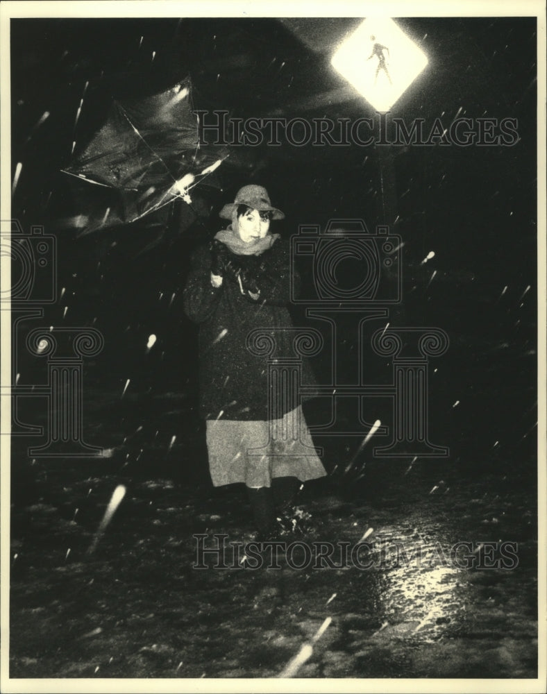 1988 County supervisor Penny Podell inspects flooding-Historic Images