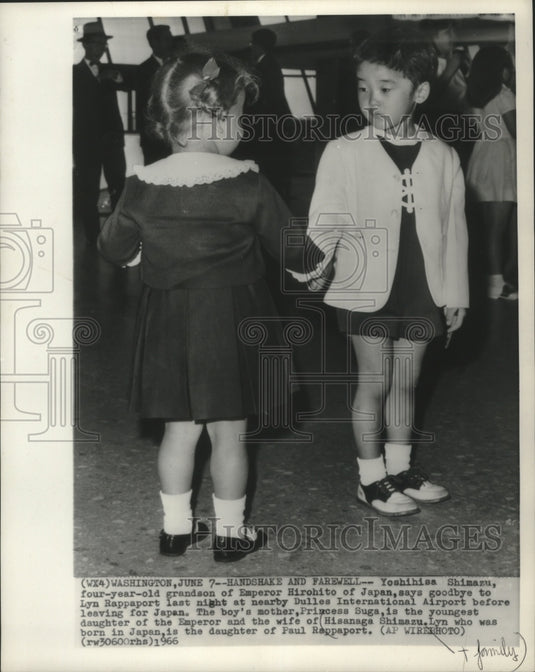 1966 Press Photo Emperor Hirohito's grandson leaving Dulles Airport for Japan - Historic Images