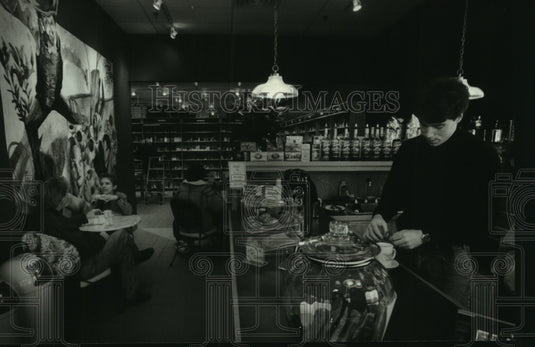 1993 David Duback Prepares Drink At Harry W. Schwartz Bookshop Cafe - Historic Images