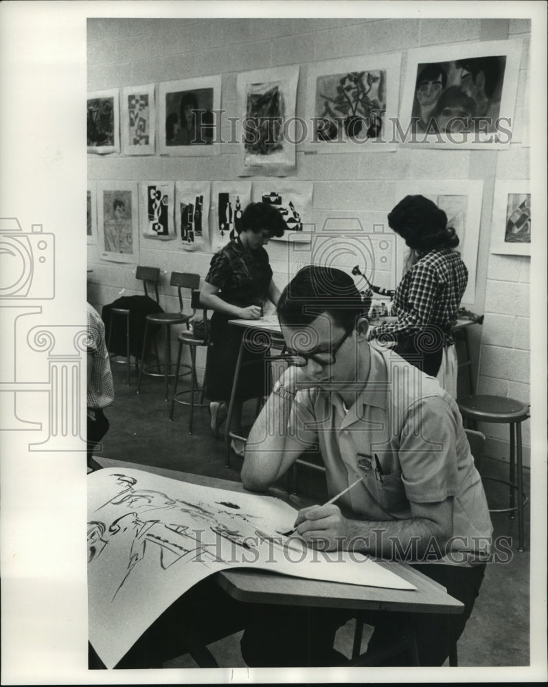 1963 Press Photo William Lee, student award winning artist in Stanley, Wisconsin-Historic Images