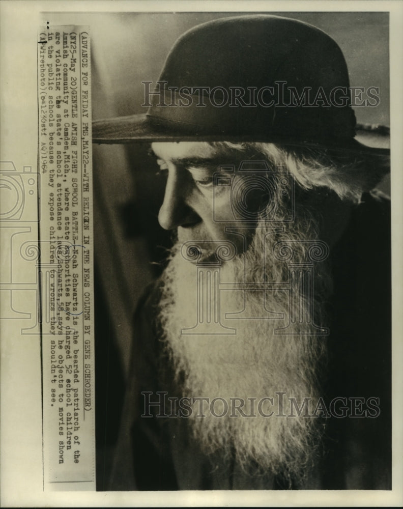 1964 Amish patriarch Noah Schwartz of Michigan fights school laws-Historic Images