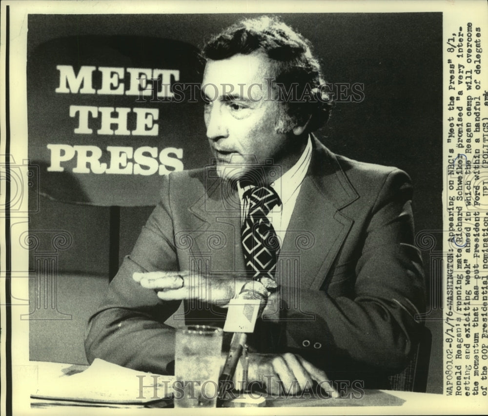 1976 Press Photo Richard Schweiker On &quot;Meet The Press&quot; In Washington - mjb93496 - Historic Images