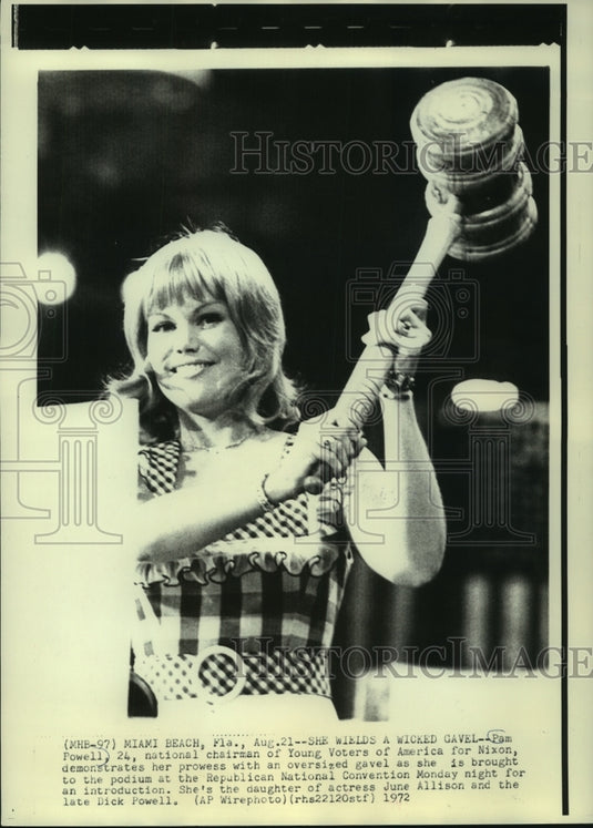 1972 Press Photo Pam Powell chairman Young Voters America-Rep Nat'l Convention - Historic Images