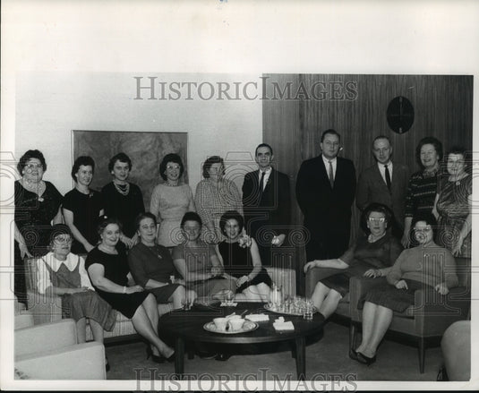 1963 Betty Schmidt receives 25yr medallion, Little Journal - Historic Images