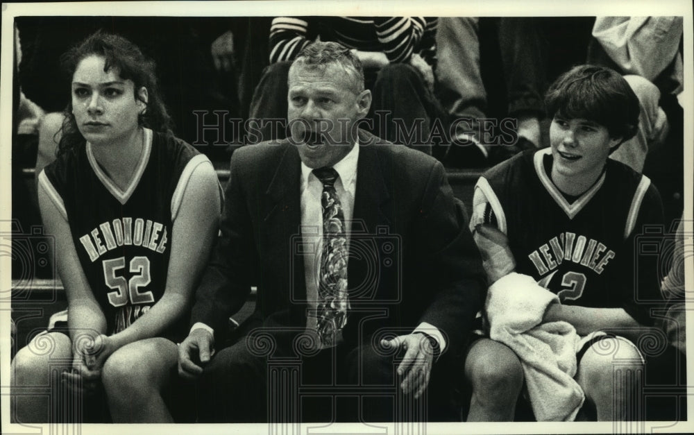 1993 Basketball coach Terry Schmidt shouts instructions to players-Historic Images