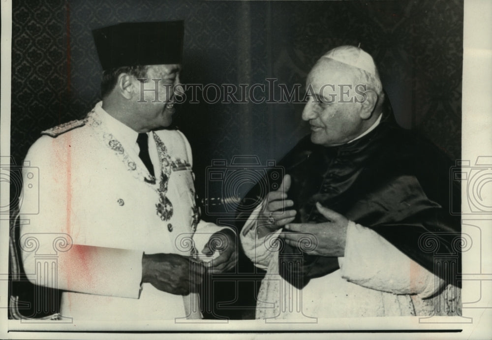 1959 Press Photo Pope John XXIII and President Sukarno, Indonesia-Vatican City- Historic Images