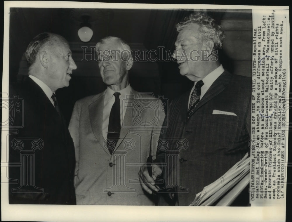 1963 Senators Jacob Javits, Leverett Saltonstall, Everett Dirkson - Historic Images