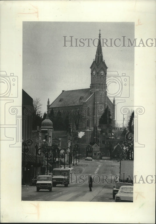 1977 St. Mary's Catholic Church in Port Washington, Wisconsin. - Historic Images