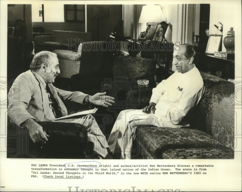 1980 Sri Lanka president J.R. Jayewardene and Ben Wattenberg-WETA TV - Historic Images