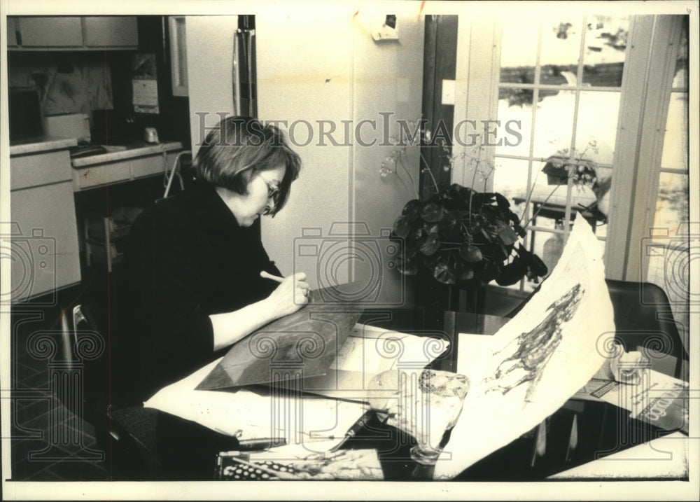 1992 Press Photo Jeb Brazak, an Iowa County dairy farmer and artist, Wisconsin - Historic Images