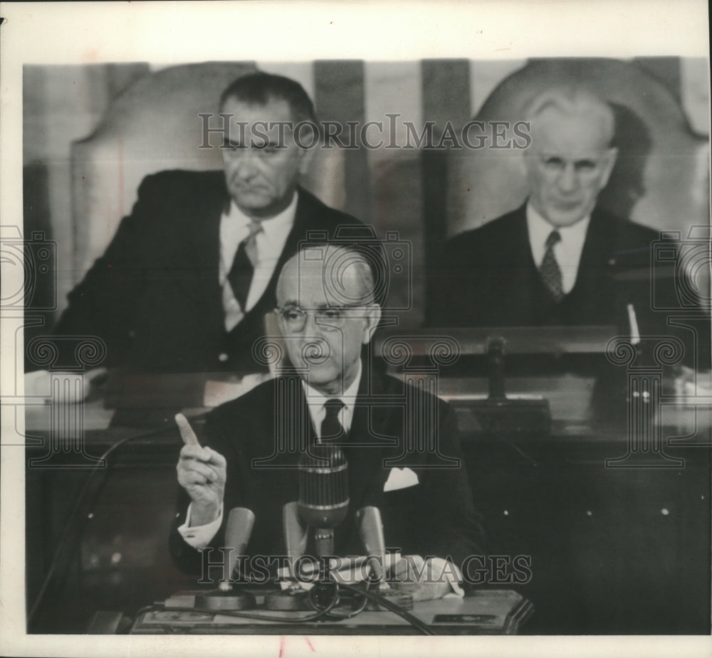 1961 Press Photo Addressing Congress President Manuel Prado of Peru - mjb96002 - Historic Images