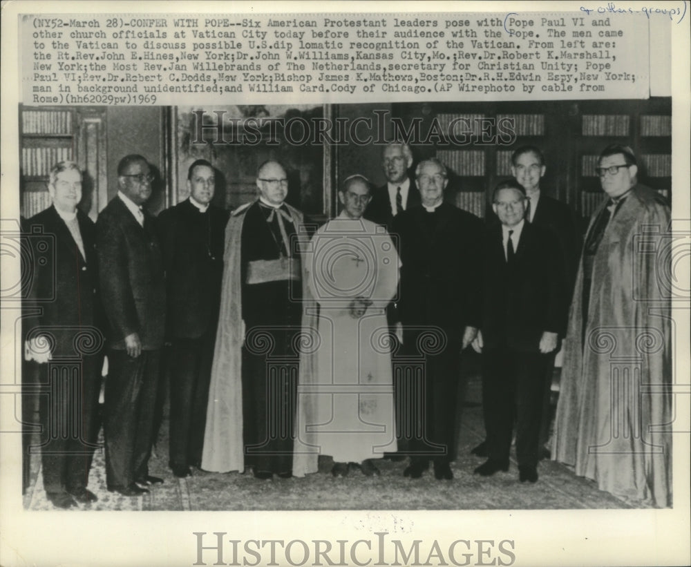 1969 Press Photo Pope Paul VI meets with American Protestant leaders at Vatican - Historic Images