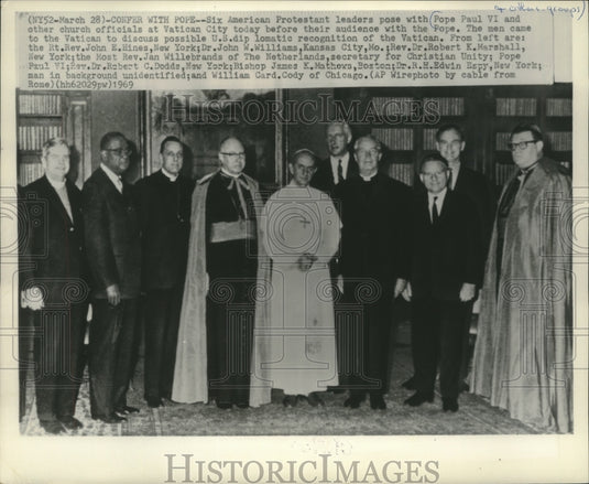 1969 Press Photo Pope Paul VI meets with American Protestant leaders at Vatican - Historic Images