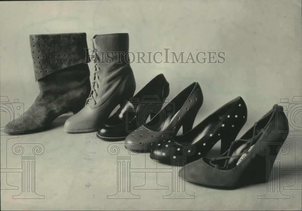 1983 Press Photo Shoes, wedges, pumps and demi-boots-kicky and traditional - Historic Images