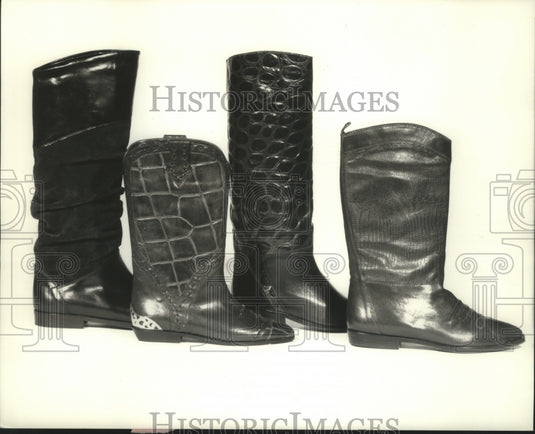 1989 Press Photo A mixture of textures and details popular for boots in fall - Historic Images
