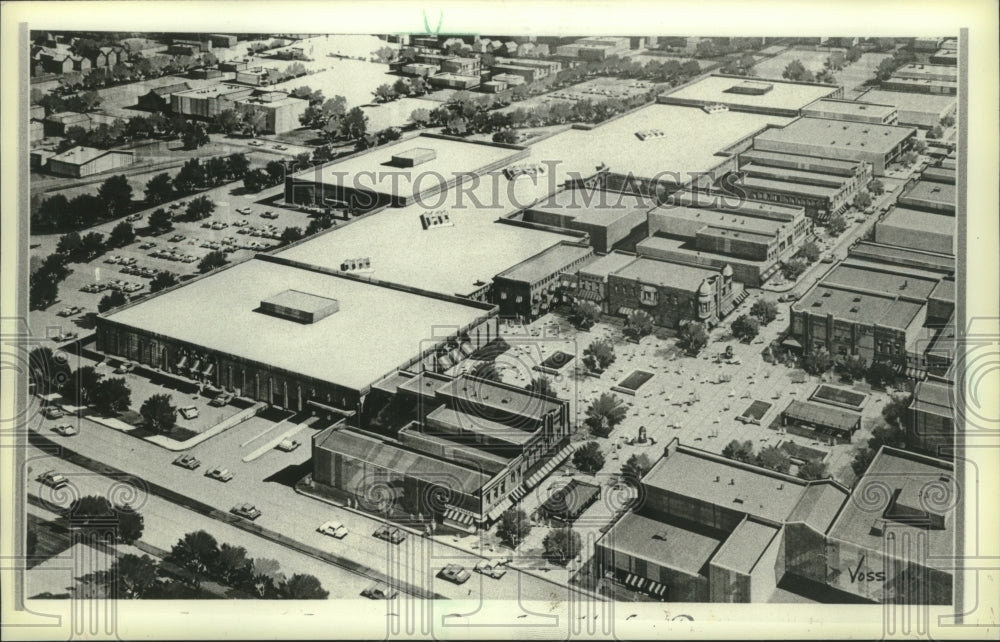 1983 Press Photo Artist rendering of proposed downtown Stevens&#39; Point, WI mall - Historic Images