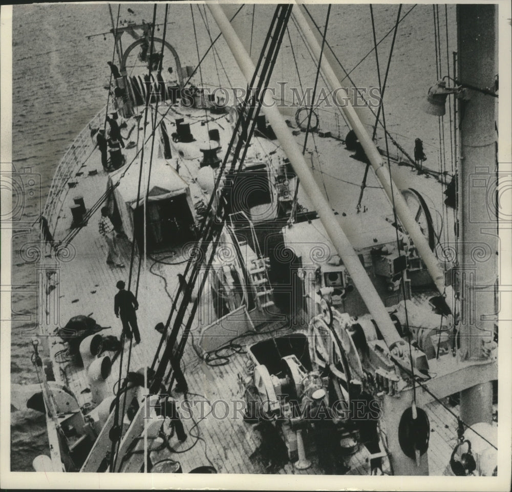 Press Photo Foredeck of the British cable ship, Monarch - mjb97378 - Historic Images