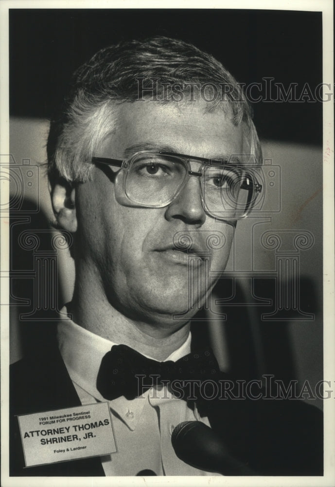 1991 Press Photo Attorney Thomas L. Shriner Jr. says crime is &quot;pervasive&quot; - Historic Images