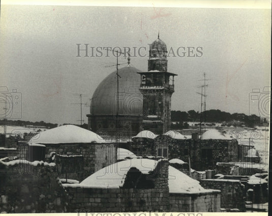 1980 Press Photo Snow Blanketed Jerusalem Israel - mjb99200 - Historic Images