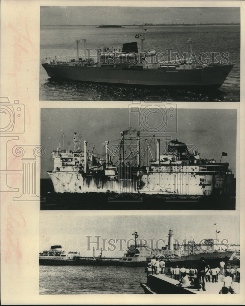 1975 Three of the Soviet-bloc ships which use Cuban harbors. - Historic Images