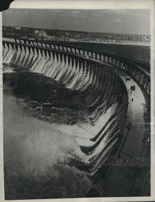 1949 Press Photo Russia's Dnieper dam as it looks after it has been restored - Historic Images