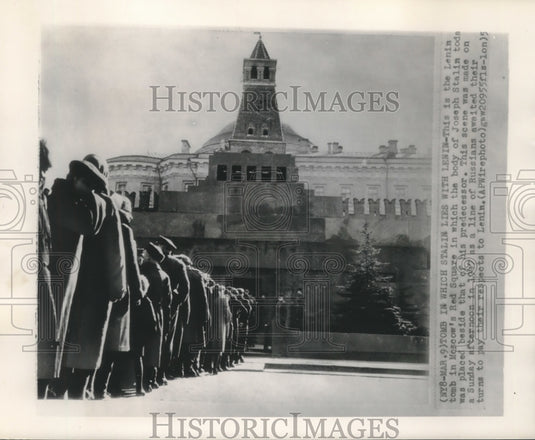 1953 Press Photo Lenin tomb in Moscow's Red Square, Joseph Stalin resting place - Historic Images