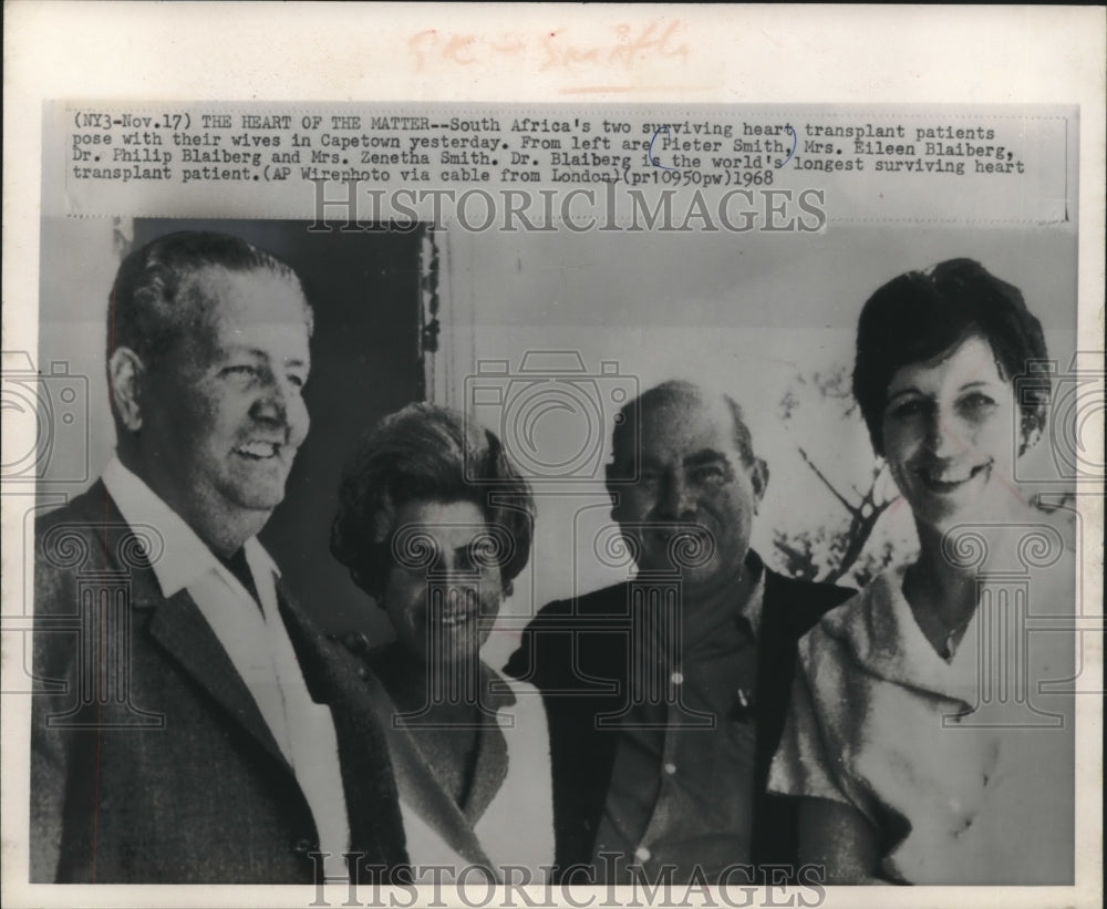1968 Press Photo Heart transplant patients pose with wives, South Africa- Historic Images