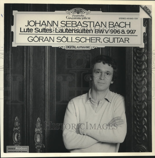 1984 Press Photo Goeran Soellscher, Guitarist, plays Bach, album cover - Historic Images