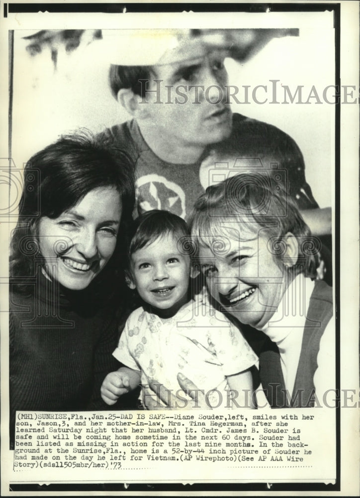 1973 Press Photo Family of James B. Souder, missing in action, Sunrise Florida - Historic Images