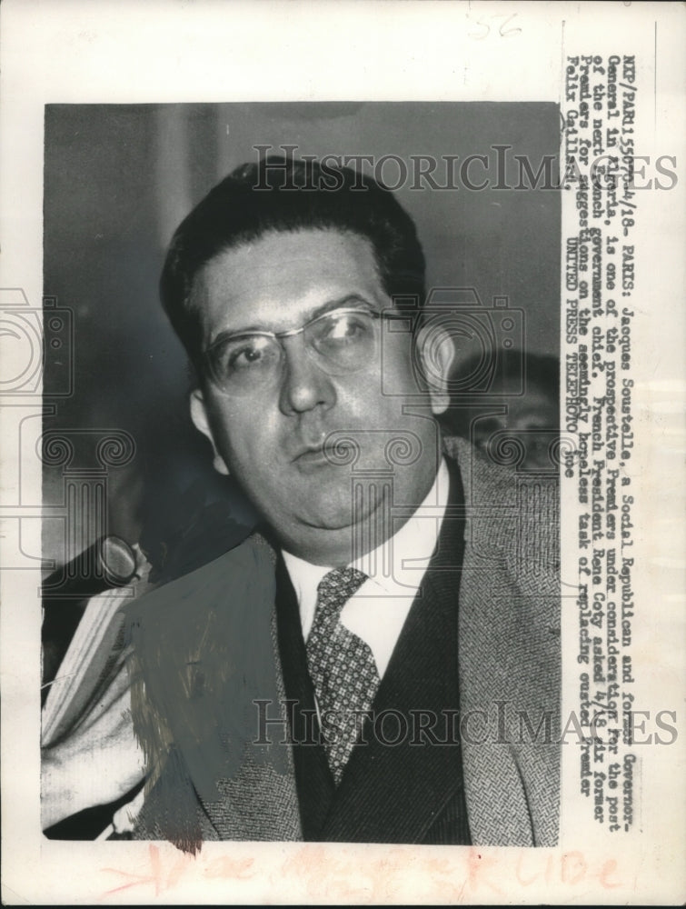 1958, Jacque Soustelle, Former Governor-General in Algeria - Historic Images