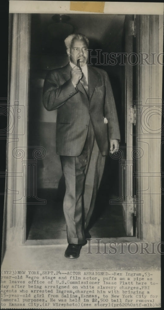 1948 Press Photo Rex Ingram, actor, was arraigned in New York City white slavery - Historic Images