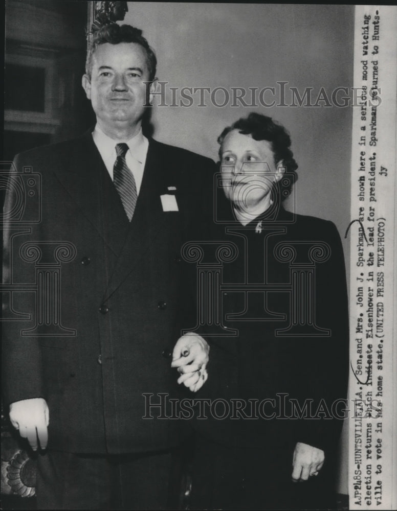 1952 Press Photo Senator and Mrs. John J. Sparkman,Hunstville, Alabama - Historic Images