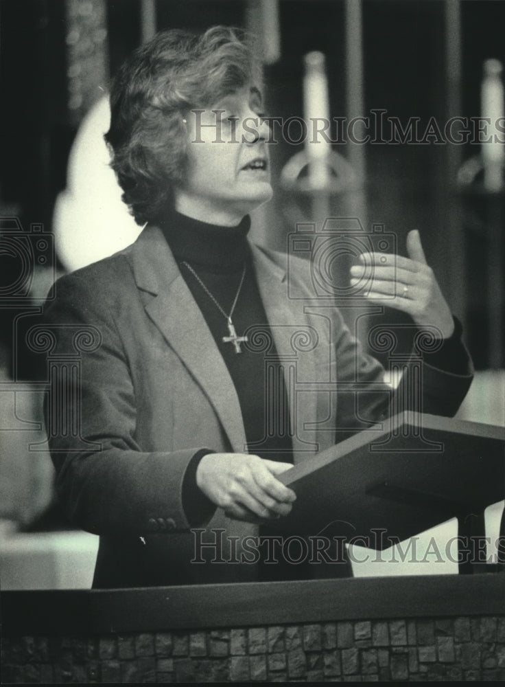 1985 Press Photo Sister Sandra Marie Schneiders, Feminist Theologian, Whitefish - Historic Images