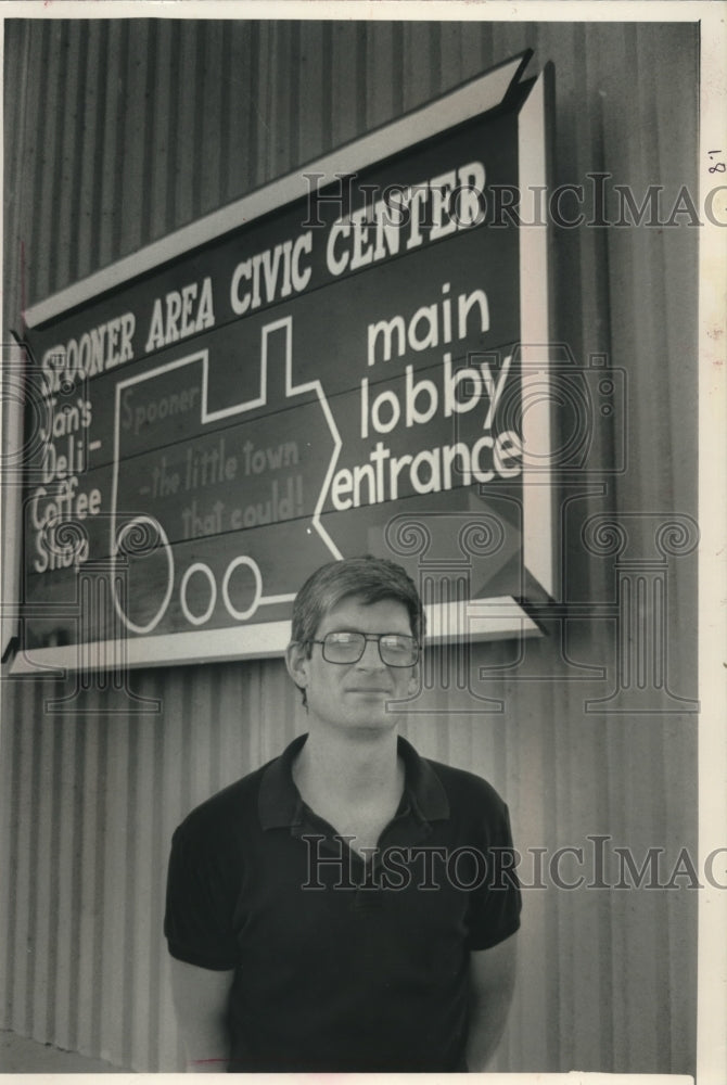1989, Hans Rechsteiner of the new Spooner, Wisconsin civic center - Historic Images
