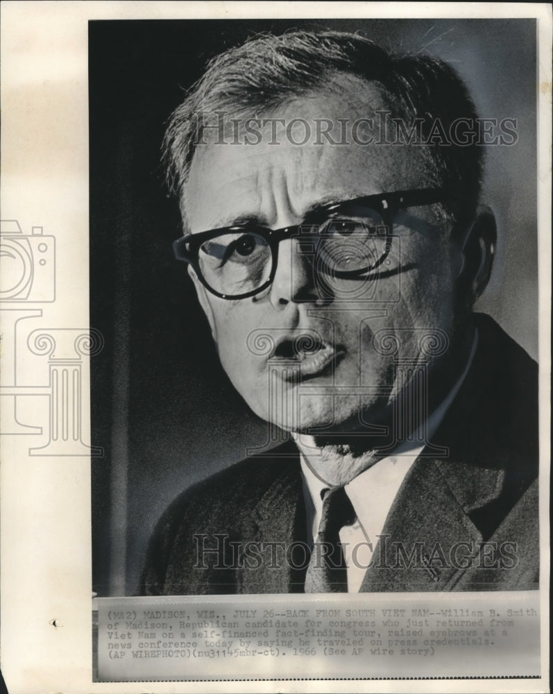 1966 Press Photo William Smith at news conference, run for congress, Wisconsin. - Historic Images
