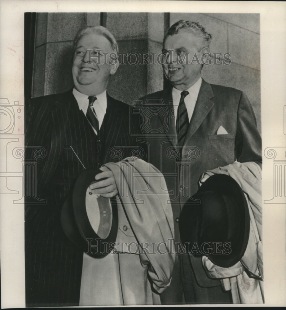 1957 Press Photo Smith and Diefenbaker, Canada government officials, Ottawa - Historic Images