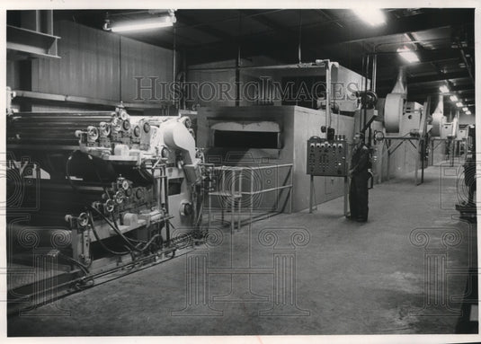 1962 Press Photo Coiled steel sheet painting machine, Inland Steel Products, Inc - Historic Images